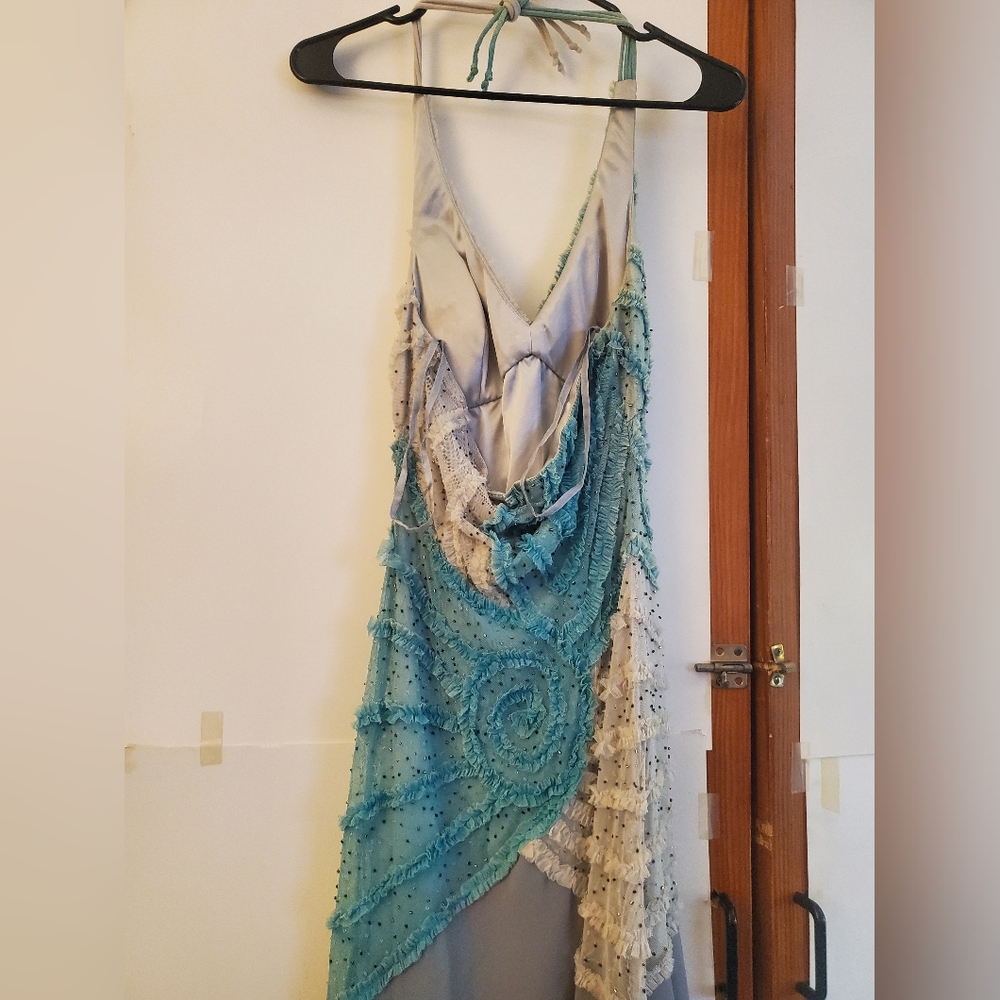 Vintage Beaded Long Blue Purple Mermaid Dress - Picture 7 of 9